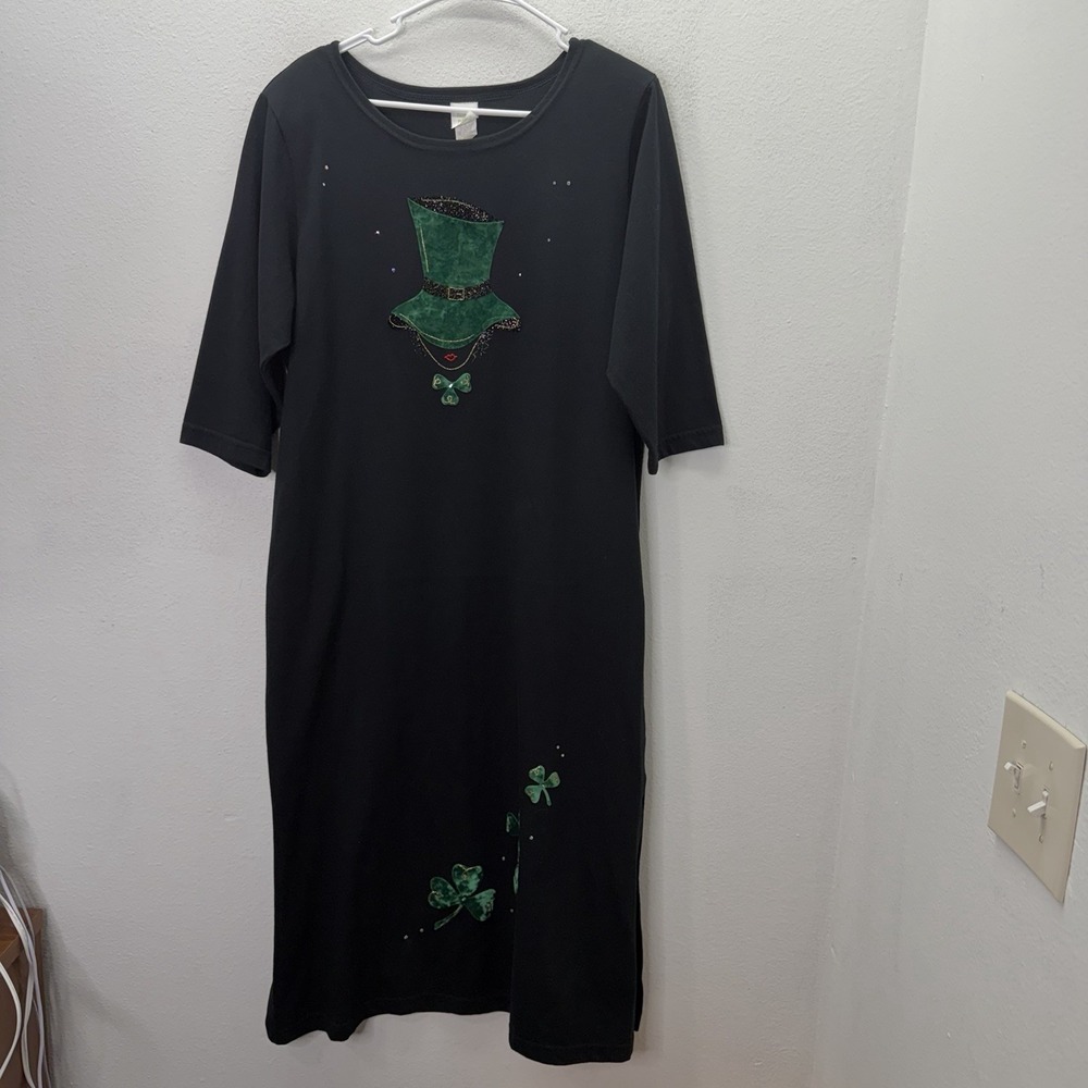 Vintage Karla Marie St. Patrick's Day Leprechaun Dress MP Four Leaf Clover Artsy
